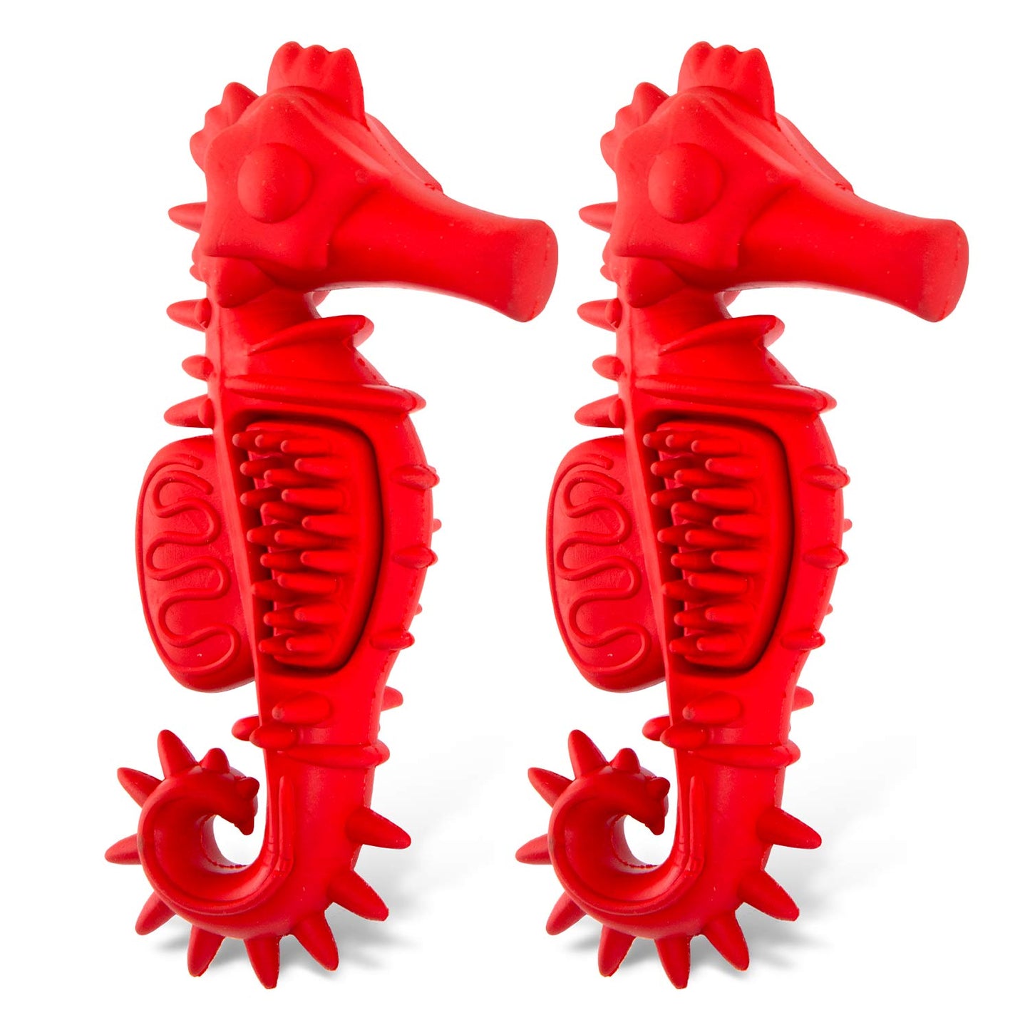 Jeffers Natural Rubber Red Seahorse Dog Dental Chew Toy for Healthy Chewing Habits